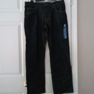 Lee Dungarees Relaxed Straight Sure to Fit Adjustable Waistband Dark Wash SZ 18